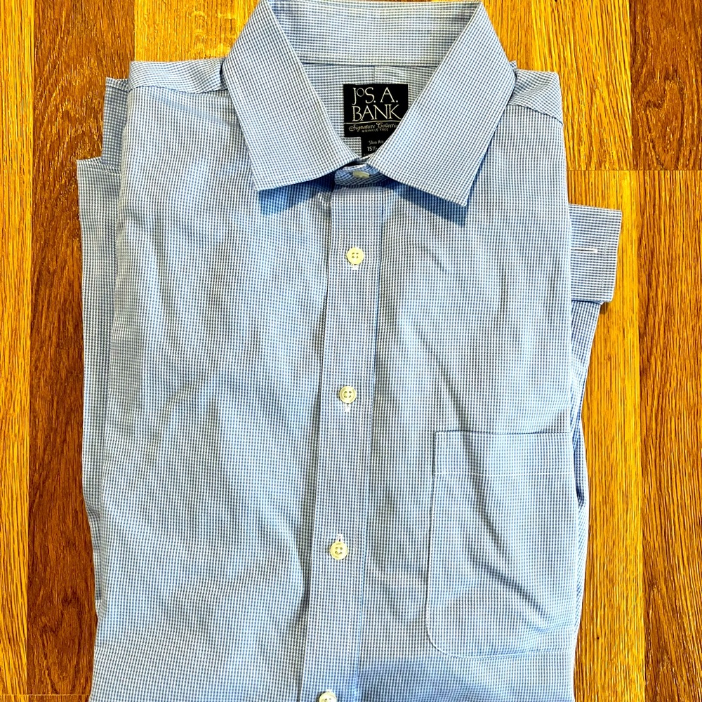 Jos A. Bank blue French cuff dress shirt